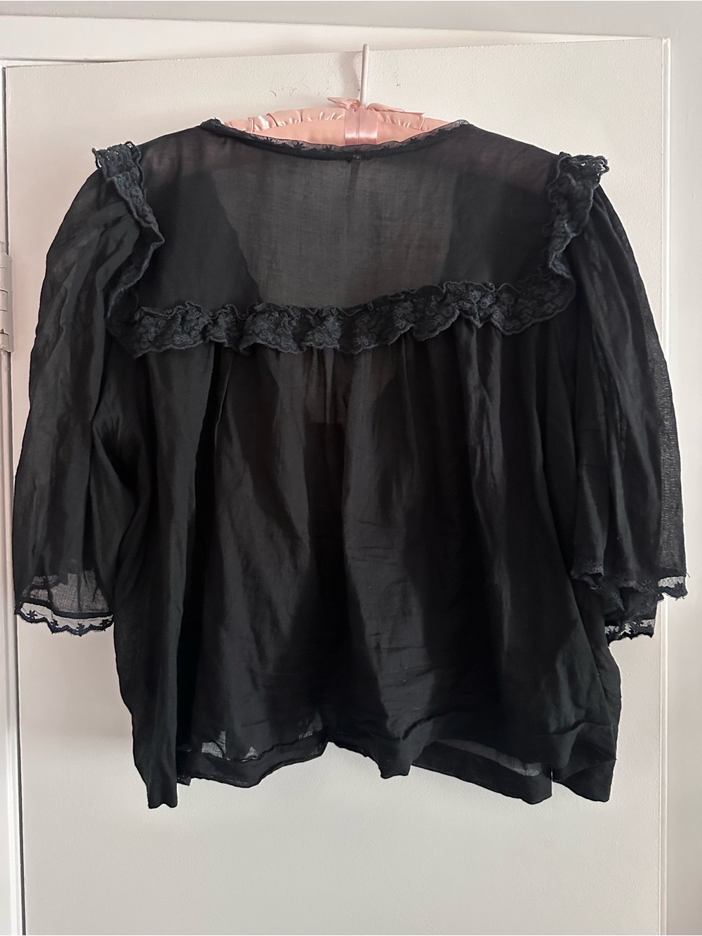 Free People Luna Sheer Button-Front Ruffled Blouse - Picture 3 of 4